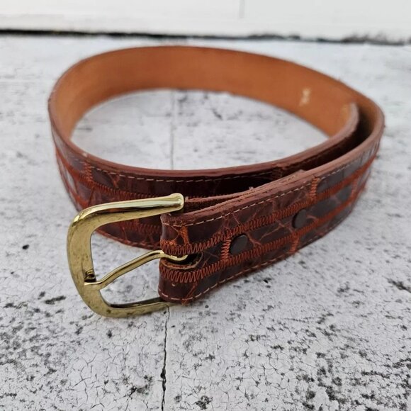 Nocona Belt Brown Genuine Leather Waistband Unisex Pin Buckle Size 26-28 inches - Picture 6 of 10